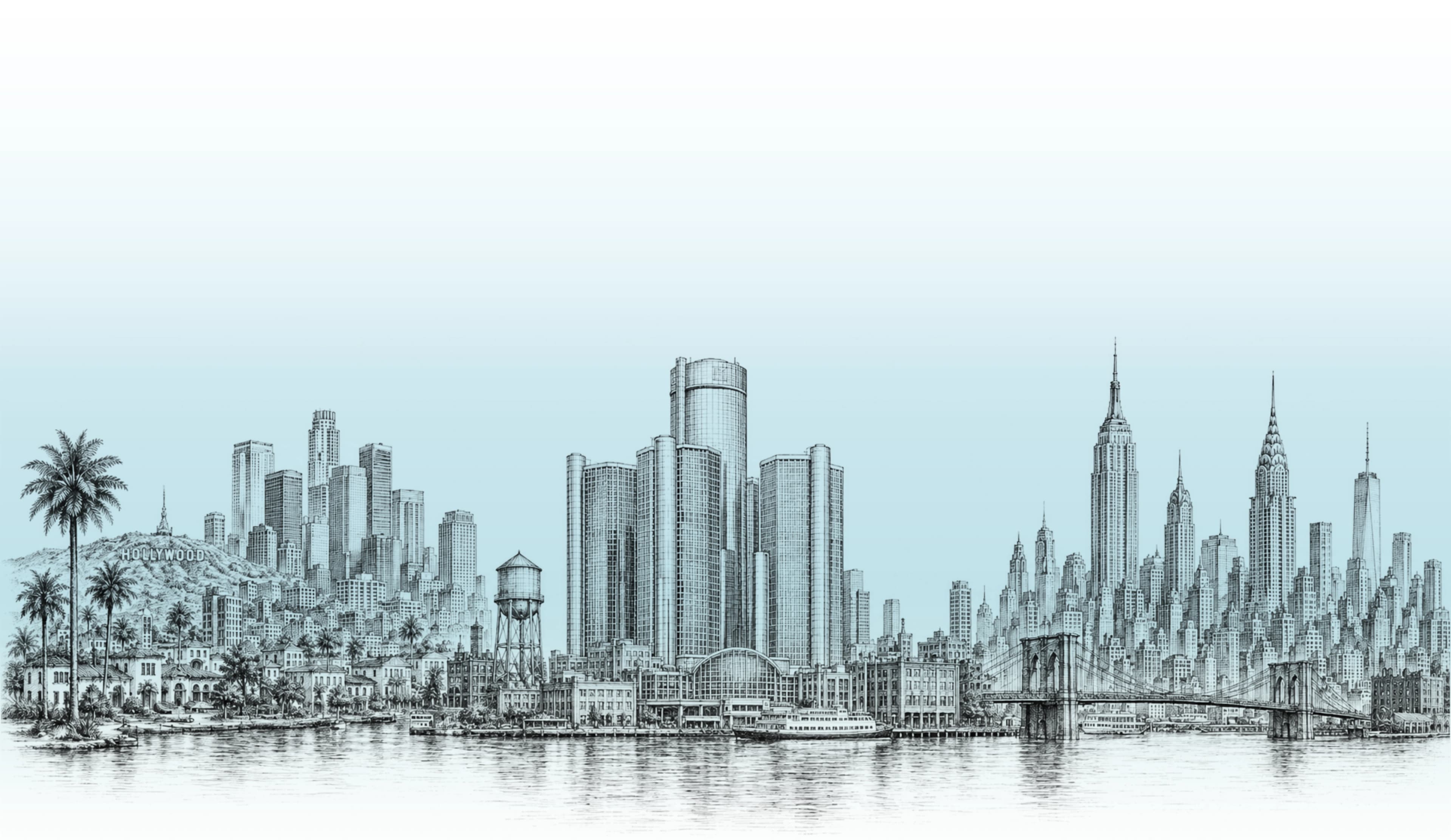 City skyline illustration representing coast to coast legal coverage across the United States