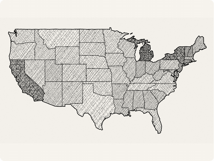 Map of the United States showing coast to coast legal coverage
